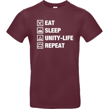 ScriptOase Unity-Life - Eat, Sleep, Repeat T-Shirt B&C EXACT 190 - Bordeaux
