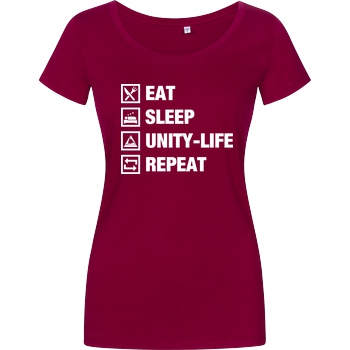 ScriptOase Unity-Life - Eat, Sleep, Repeat T-Shirt Damenshirt berry