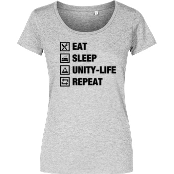 ScriptOase Unity-Life - Eat, Sleep, Repeat T-Shirt Damenshirt heather grey