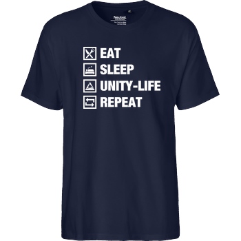 ScriptOase Unity-Life - Eat, Sleep, Repeat T-Shirt Fairtrade T-Shirt - navy