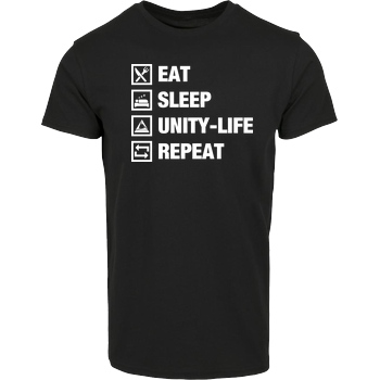 ScriptOase Unity-Life - Eat, Sleep, Repeat T-Shirt Hausmarke T-Shirt  - Schwarz