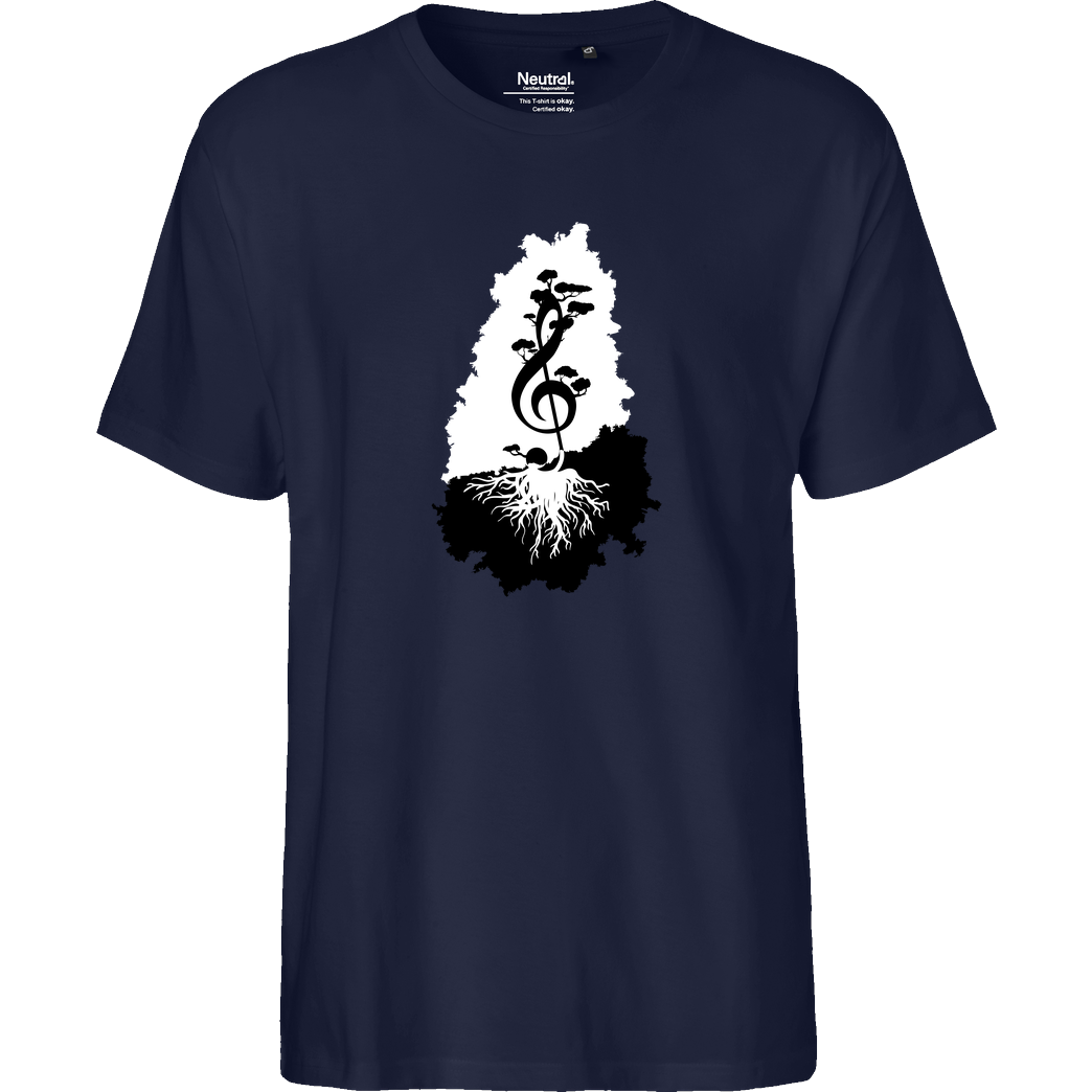Lone Lobo Violinschlüssel T-Shirt Fairtrade T-Shirt - navy