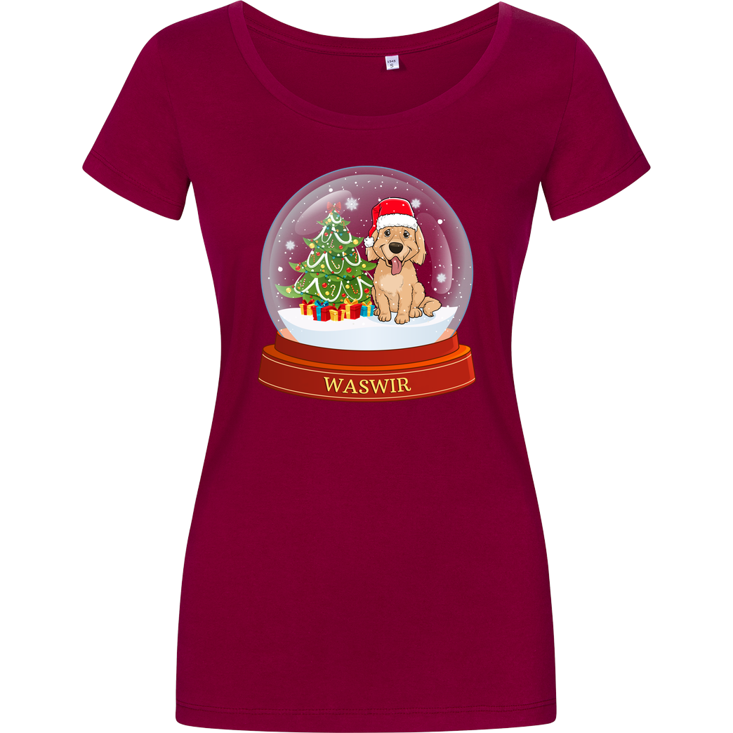 WASWIR WASWIR - Schneekugel Lucky T-Shirt Damenshirt berry