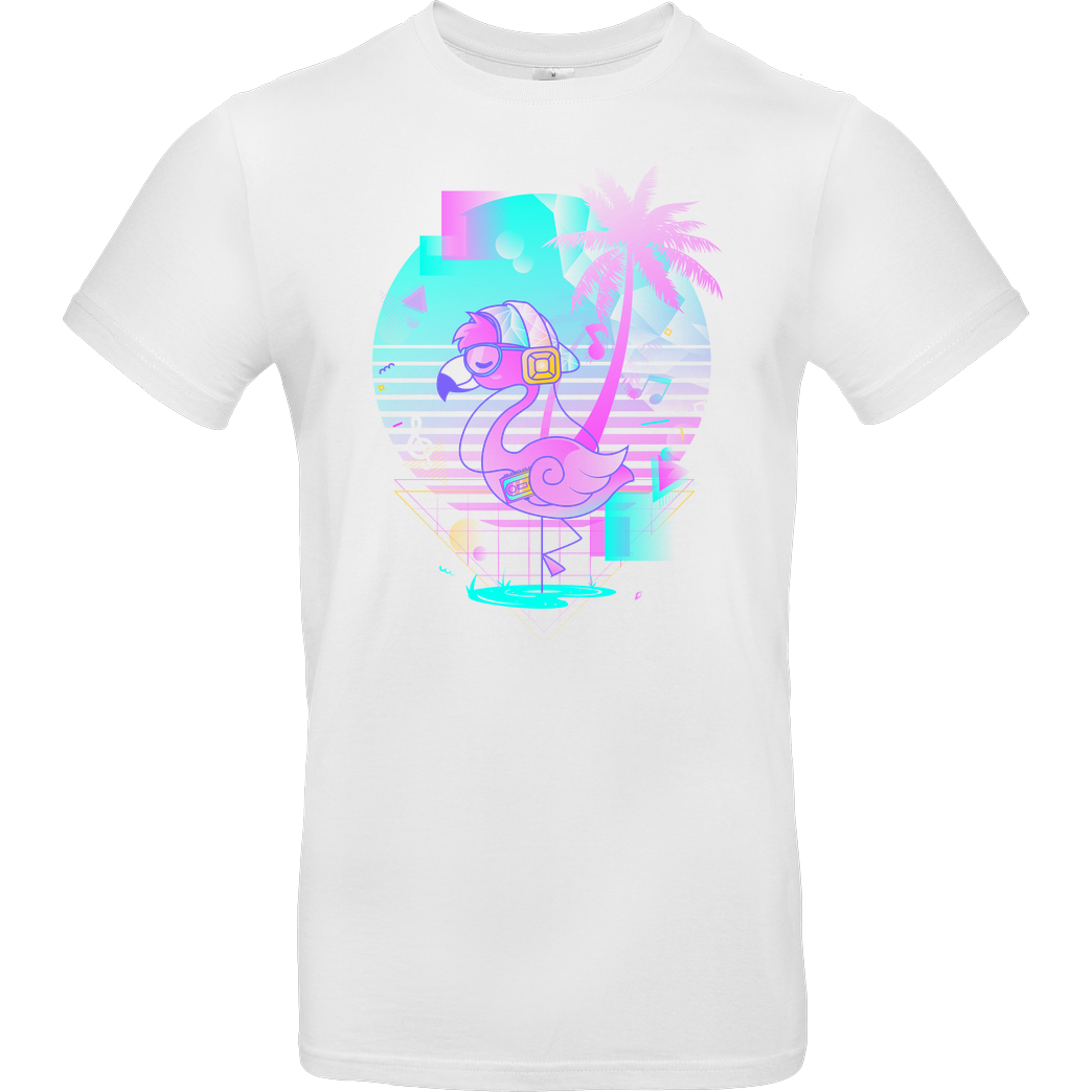 Donnie Art Wavy Flamingo T-Shirt B&C EXACT 190 - Weiß