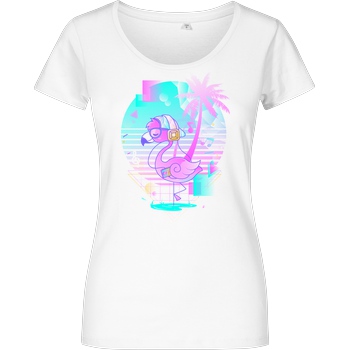Donnie Art Wavy Flamingo T-Shirt Damenshirt weiss