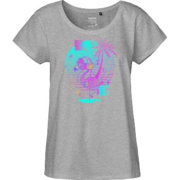 Donnie Art Wavy Flamingo T-Shirt Fairtrade Loose Fit Girlie - heather grey