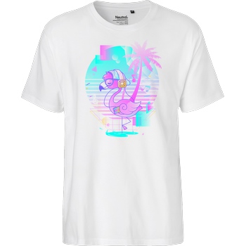 Donnie Art Wavy Flamingo T-Shirt Fairtrade T-Shirt - weiß