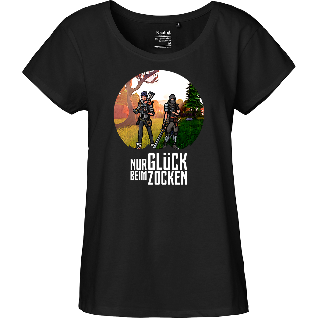 Die Buddies zocken 2EpicBuddies - Nur Glück beim Zocken big T-Shirt Fairtrade Loose Fit Girlie - black