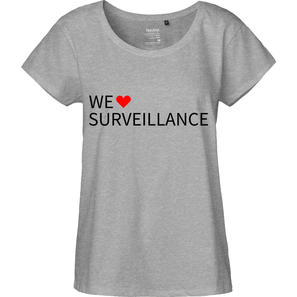 Alexander Lehmann Alexander Lehmann - We Love Surveillance T-Shirt Fairtrade Loose Fit Girlie - heather grey