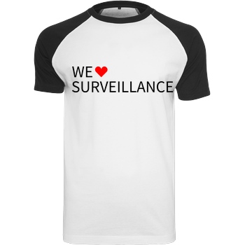 Alexander Lehmann Alexander Lehmann - We Love Surveillance T-Shirt Raglan Tee white