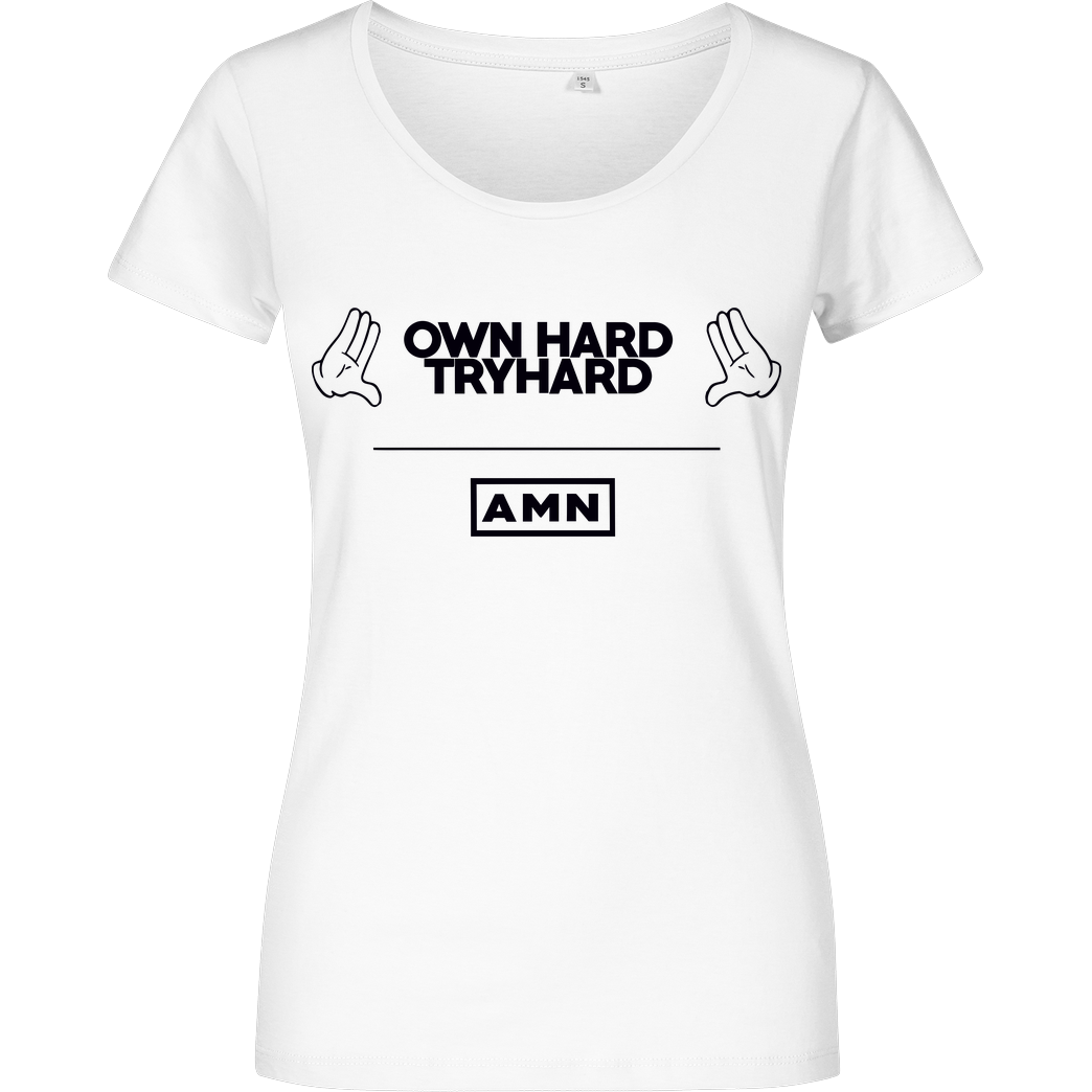 AMN-Shirts.com AMN-Shirts - Own Hard T-Shirt Girlshirt weiss