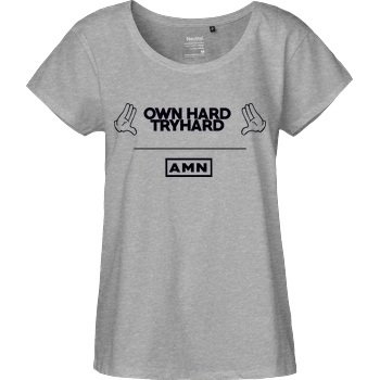 AMN-Shirts.com AMN-Shirts - Own Hard T-Shirt Fairtrade Loose Fit Girlie - heather grey
