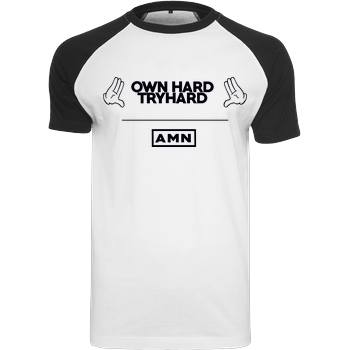 AMN-Shirts.com AMN-Shirts - Own Hard T-Shirt Raglan Tee white