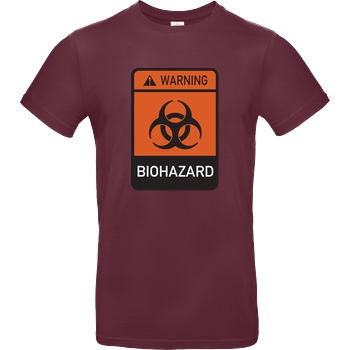 None Biohazard T-Shirt B&C EXACT 190 - Burgundy