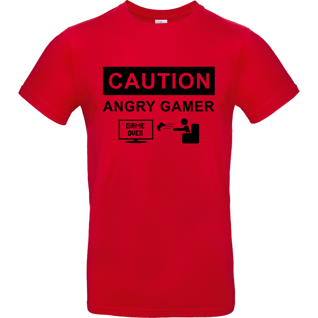 bjin94 Caution! Angry Gamer T-Shirt B&C EXACT 190 - Red