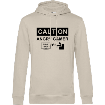 Caution! Angry Gamer B&C HOODED INSPIRE - Off-White