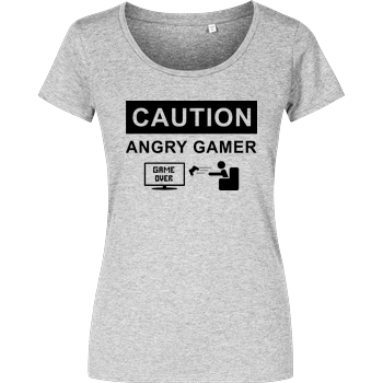 Caution! Angry Gamer Girlshirt heather grey