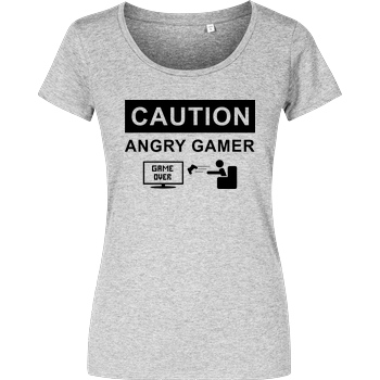 bjin94 Caution! Angry Gamer T-Shirt Girlshirt heather grey