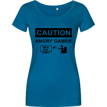 Caution! Angry Gamer Girlshirt petrol