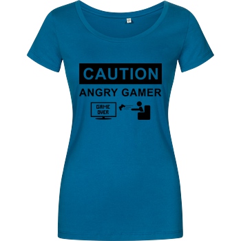 bjin94 Caution! Angry Gamer T-Shirt Girlshirt petrol