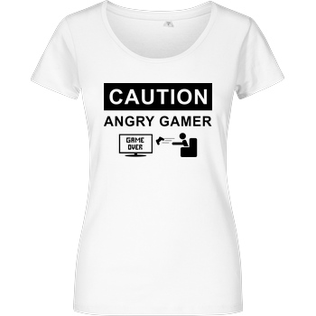 bjin94 Caution! Angry Gamer T-Shirt Girlshirt weiss
