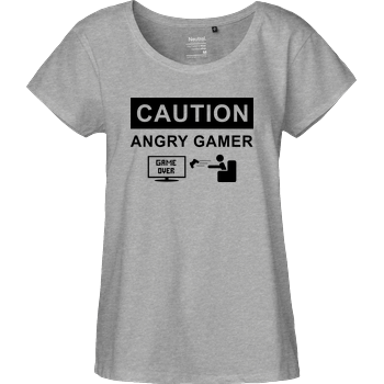 Caution! Angry Gamer Fairtrade Loose Fit Girlie - heather grey