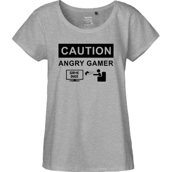 bjin94 Caution! Angry Gamer T-Shirt Fairtrade Loose Fit Girlie - heather grey