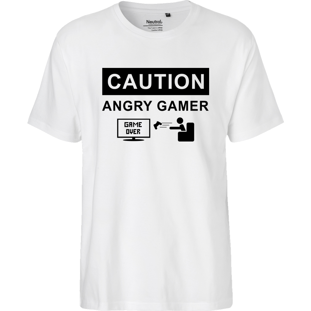 bjin94 Caution! Angry Gamer T-Shirt Fairtrade T-Shirt - white