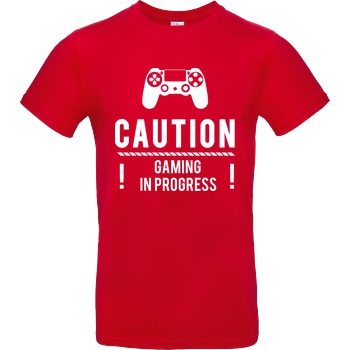 bjin94 Caution Gaming v1 T-Shirt B&C EXACT 190 - Red