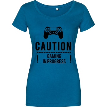 bjin94 Caution Gaming v1 T-Shirt Girlshirt petrol
