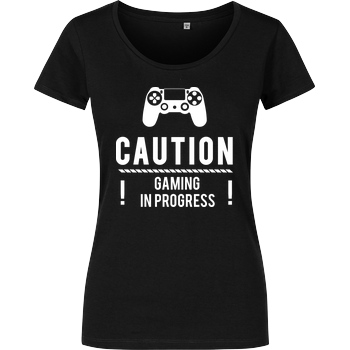 bjin94 Caution Gaming v1 T-Shirt Girlshirt schwarz
