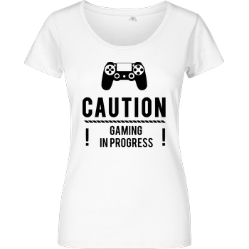 bjin94 Caution Gaming v1 T-Shirt Girlshirt weiss