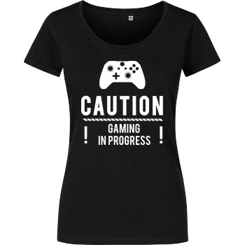 bjin94 Caution Gaming v2 T-Shirt Girlshirt schwarz