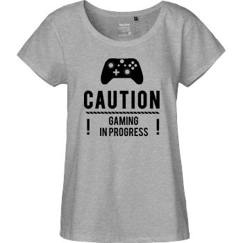 bjin94 Caution Gaming v2 T-Shirt Fairtrade Loose Fit Girlie - heather grey