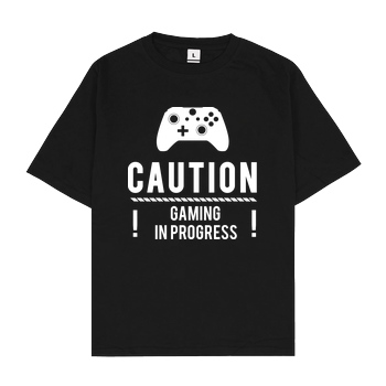 bjin94 Caution Gaming v2 T-Shirt Oversize T-Shirt - Black