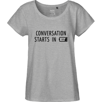 Conversation Starts in 12% Fairtrade Loose Fit Girlie - heather grey