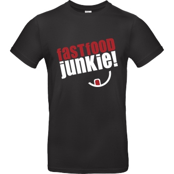 Ehrliches Essen Ehrliches Essen - Fast Food Junkie weiss T-Shirt B&C EXACT 190 - Black