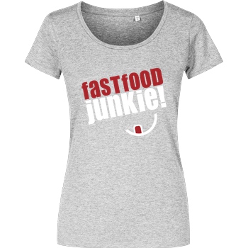 Ehrliches Essen Ehrliches Essen - Fast Food Junkie weiss T-Shirt Girlshirt heather grey