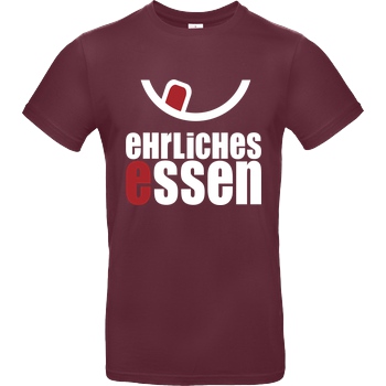 Ehrliches Essen Ehrliches Essen - Logo weiss T-Shirt B&C EXACT 190 - Burgundy