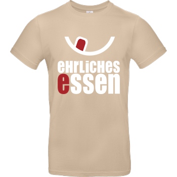 Ehrliches Essen Ehrliches Essen - Logo weiss T-Shirt B&C EXACT 190 - Sand