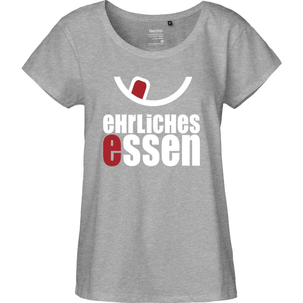 Ehrliches Essen Ehrliches Essen - Logo weiss T-Shirt Fairtrade Loose Fit Girlie - heather grey