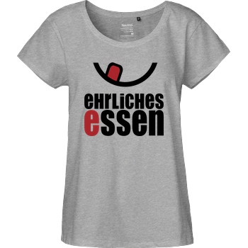 Ehrliches Essen Ehrliches Essen - Logo schwarz T-Shirt Fairtrade Loose Fit Girlie - heather grey