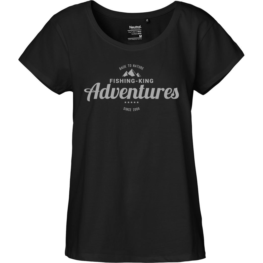 Fishing-King Fishing-King - Adventures 01 T-Shirt Fairtrade Loose Fit Girlie - black
