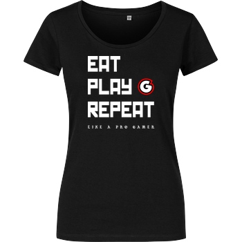 Geezy Geezy - Eat Play Repeat T-Shirt Girlshirt schwarz