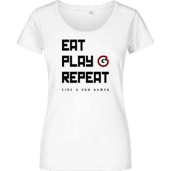 Geezy Geezy - Eat Play Repeat T-Shirt Girlshirt weiss