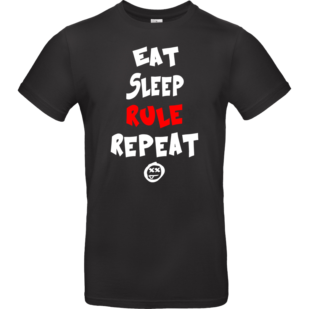 hallodri Hallodri - Eat Sleep Rule Repeat T-Shirt B&C EXACT 190 - Black