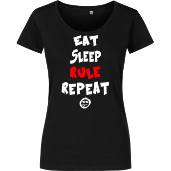 Hallodri - Eat Sleep Rule Repeat Girlshirt schwarz