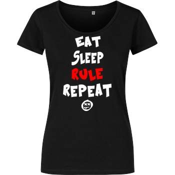 hallodri Hallodri - Eat Sleep Rule Repeat T-Shirt Girlshirt schwarz