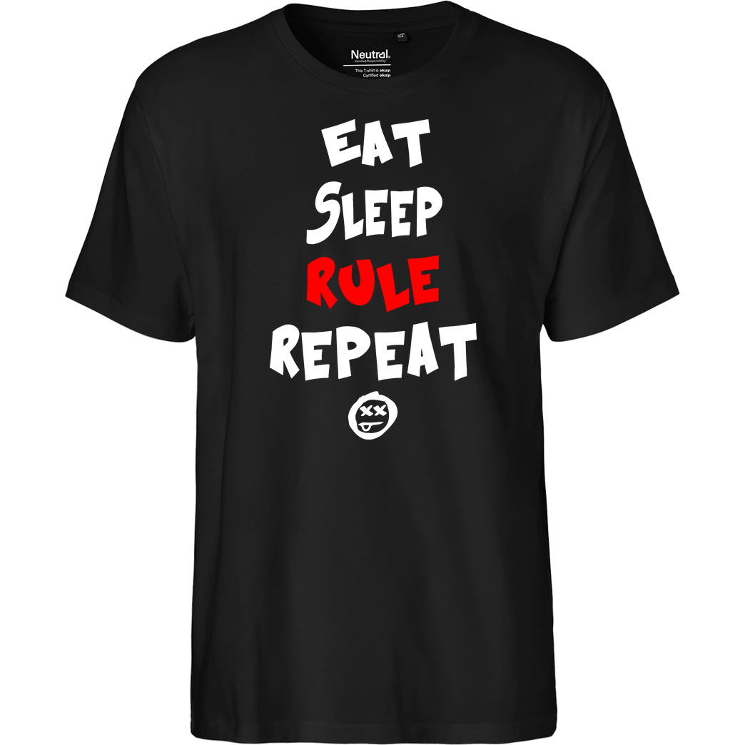 hallodri Hallodri - Eat Sleep Rule Repeat T-Shirt Fairtrade T-Shirt - black