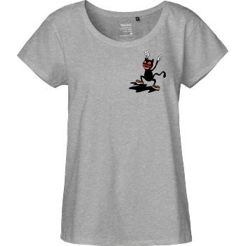 Kamberg TV Kamberg TV - Cartoon Cat Pocket T-Shirt Fairtrade Loose Fit Girlie - heather grey